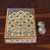 Papier mache decorative box, 'Royal Spring' - Floral-Themed Golden and Blue Papier Mache Decorative Box