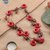 Wood beaded station necklace, 'Red Eternity' - Bohemian-Inspired Red and Brown Wood Beaded Station Necklace