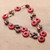 Wood beaded station necklace, 'Red Eternity' - Bohemian-Inspired Red and Brown Wood Beaded Station Necklace