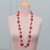 Wood beaded station necklace, 'Red Eternity' - Bohemian-Inspired Red and Brown Wood Beaded Station Necklace