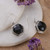 Onyx dangle earrings, 'Mystical Harmony' - Artisan-Made Checkerboard-Cut 6-Carat Onyx Dangle Earrings