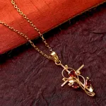 Garnet cross necklace, 'Glory of the Crimson Trinity' - 1-Carat Garnet Cross Pendant Necklace with 22k Gold Plating