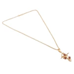 Garnet cross necklace, 'Glory of the Crimson Trinity' - 1-Carat Garnet Cross Pendant Necklace with 22k Gold Plating