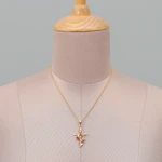 Garnet cross necklace, 'Glory of the Crimson Trinity' - 1-Carat Garnet Cross Pendant Necklace with 22k Gold Plating