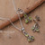 Peridot jewelry set, 'Lucky Blooms' - Leafy 4-Carat Oval Peridot Necklace and Earrings Jewelry Set