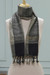 Men's silk scarf, 'Midnight Gallant' - Handwoven Plaid-Patterned Black and Beige Silk Scarf for Men