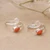 Carnelian toe rings, 'Sunset Curls' (pair) - Pair of Polished Sterling Silver and Carnelian Toe Rings