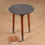 Wood accent table, 'Tradition & Elegance' - Spring-Themed Embossed Aluminum and Mango Wood Accent Table