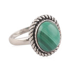 Malachite statement ring, 'Verdant Classic' - Malachite Sterling Silver Single Stone Statement Ring