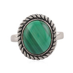 Malachite statement ring, 'Verdant Classic' - Malachite Sterling Silver Single Stone Statement Ring