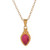 Gold-plated ruby pendant necklace, 'Shiny Pink Rain' - Gold-Plated Pendant Necklace with 3-Carat Drop-Shaped Ruby thumbail