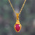 Gold-plated ruby pendant necklace, 'Shiny Pink Rain' - Gold-Plated Pendant Necklace with 3-Carat Drop-Shaped Ruby (image 2b) thumbail