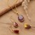 Gold-plated ruby jewelry set, 'Blissful Crimson' - 18-Carat Ruby Gold-Plated Necklace and Earrings Jewelry Set