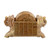 Marble coasters, 'Serene Elephants' (set for 6) - Set of 6 Elephant Floral-Themed Marble Coasters with Holder