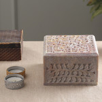 Soapstone decorative box, 'Happy Leaves' - Leaf-Themed Jali Openwork Carved Soapstone Decorative Box