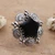 Onyx cocktail ring, 'Constellation of Enigma' - Folk Art-Inspired Star-Shaped Onyx Cabochon Cocktail Ring
