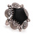 Onyx cocktail ring, 'Constellation of Enigma' - Folk Art-Inspired Star-Shaped Onyx Cabochon Cocktail Ring