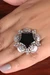 Onyx cocktail ring, 'Constellation of Enigma' - Folk Art-Inspired Star-Shaped Onyx Cabochon Cocktail Ring