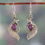 Amethyst dangle earrings, 'Wings of Wisdom' - One-Carat Amethyst Dangle Earrings with Bee-Themed Details