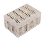 Soapstone decorative box, 'Jali Waves' - Jali Openwork Rectangular Natural Soapstone Decorative Box