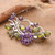 Amatista y peridot broche pin - Amatista de 10 quilates y peridot broche floral