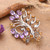 Rhodium-plated amethyst and citrine brooch pin, 'Blossoming Fantasy' - Floral 11-Carat Amethyst Citrine Rhodium-Plated Brooch Pin