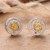 Rhodium-plated citrine button earrings, 'Sunlit Sparkle' - Rhodium-Plated Citrine Cubic Zirconia Button Earrings