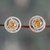 Rhodium-plated citrine button earrings, 'Sunlit Sparkle' - Rhodium-Plated Citrine Cubic Zirconia Button Earrings