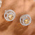 Rhodium-plated citrine button earrings, 'Sunlit Sparkle' - Rhodium-Plated Citrine Cubic Zirconia Button Earrings