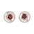 Rhodium-plated garnet button earrings, 'Spirited Sparkle' - Rhodium-Plated Button Earrings with Garnet Cubic Zirconia