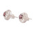 Rhodium-plated garnet button earrings, 'Spirited Sparkle' - Rhodium-Plated Button Earrings with Garnet Cubic Zirconia