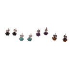 Multi-gemstone stud earrings, 'Exquisite Collection' (set of 4) - 4 Multi-Gemstone Silver Stud Earrings with Suede Pouch