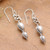 Cultured pearl dangle earrings, 'Pearly Romance' - Natural Cream and Grey Cultured Pearl Heart Dangle Earrings