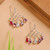 Multi-gemstone chandelier earrings, 'Vibrant Teardrops' - Jali-Inspired Multi-Gemstone Silver Chandelier Earrings