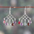 Multi-gemstone chandelier earrings, 'Vibrant Teardrops' - Jali-Inspired Multi-Gemstone Silver Chandelier Earrings