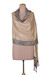 Silk shawl, 'Posh Beige' - Beige Black Hand-Loomed 100% Silk Shawl with Diamond Pattern