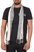 Men's silk scarf, 'Luxurious Alabaster' - Ivory Black Diamond-Patterned Handwoven Silk Scarf for Men