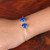 Chalcedony cuff bracelet, 'Serenity Aura' - Silver Cuff Bracelet with Blue Checkerboard Chalcedony Gems