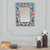 Ceramic mosaic mirror, 'Timeless Mosaic' - Spring-Themed Handmade Blue and Orange Ceramic Mosaic Mirror