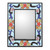 Ceramic mosaic mirror, 'Timeless Mosaic' - Spring-Themed Handmade Blue and Orange Ceramic Mosaic Mirror