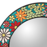 Ceramic mosaic mirror, 'Cycle of Spring Blooms' - Multicolor Spring-Patterned Round Ceramic Mosaic Mirror
