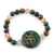 Multi-gemstone beaded pendant bracelet, 'Zibu Fortune' - Zibu Coin Multi-Gemstone Beaded Pendant Bracelet from India