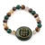 Multi-gemstone beaded pendant bracelet, 'Zibu Fortune' - Zibu Coin Multi-Gemstone Beaded Pendant Bracelet from India