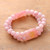 Rose quartz beaded pendant bracelet, 'Whispers of Romance' - Zibu-Themed Birthstone Rose Quartz Beaded Pendant Bracelet