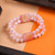 Rose quartz beaded pendant bracelet, 'Whispers of Romance' - Zibu-Themed Birthstone Rose Quartz Beaded Pendant Bracelet