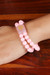 Rose quartz beaded pendant bracelet, 'Whispers of Romance' - Zibu-Themed Birthstone Rose Quartz Beaded Pendant Bracelet