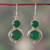 Onyx dangle earrings, 'Glowing Vibrancy' - Silver Dangle Earrings with 12-Carat Green Onyx Gemstones