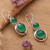 Onyx dangle earrings, 'Glowing Vibrancy' - Silver Dangle Earrings with 12-Carat Green Onyx Gemstones
