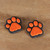 Papier mache magnets, 'Paws of Autumn' (pair) - Paw-Themed Painted Orange and Black Papier Mache Magnet Pair