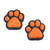 Papier mache magnets, 'Paws of Autumn' (pair) - Paw-Themed Painted Orange and Black Papier Mache Magnet Pair